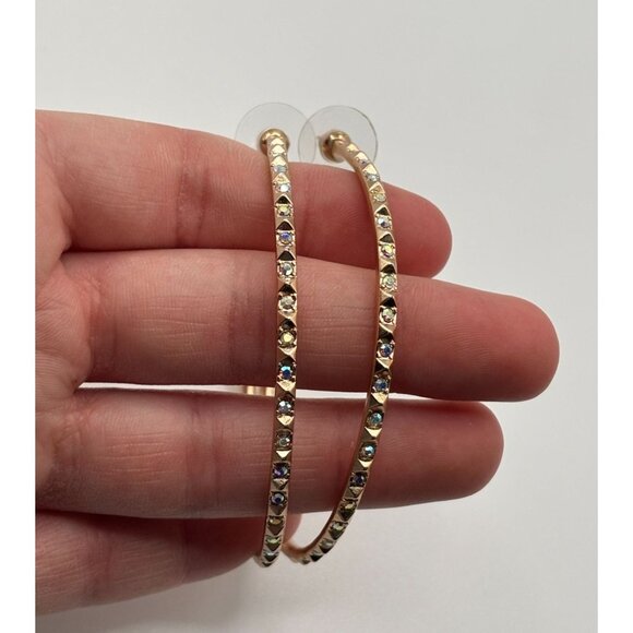 Kendra Scott Gold Studded Geometric Large Hoop Earrings - Picture 4 of 7